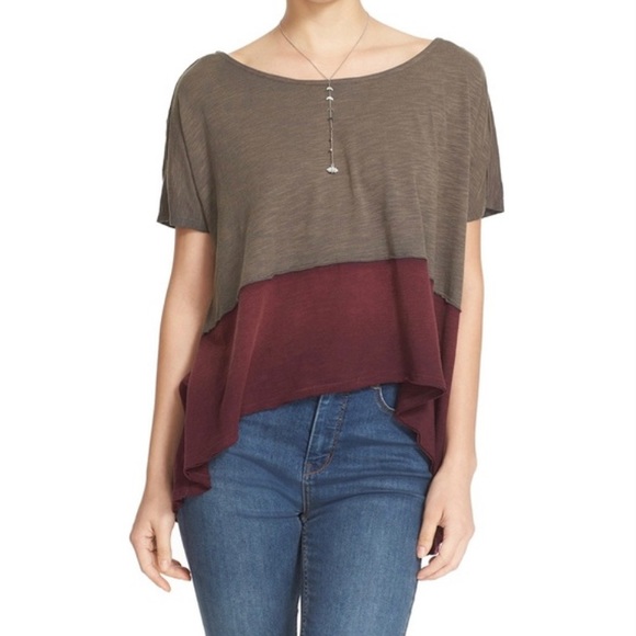 FREE PEOPLE JERSEY COLORBLOCK TEE - Picture 1 of 6